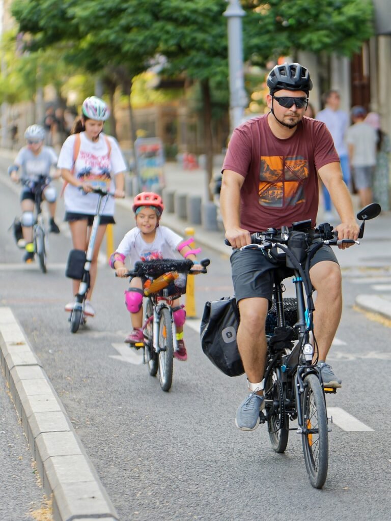 family, bike track, children